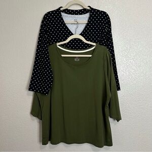 Isaac Mizrahi Live BUNDLE (2) Pima Cotton 3/4 Sleeves Top, Size 2X